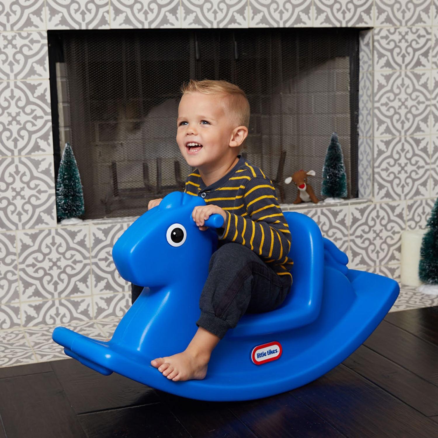 Rocking Horse - Primary Blue - Compact Toddler Rocker for Indoor and Outdoor Play