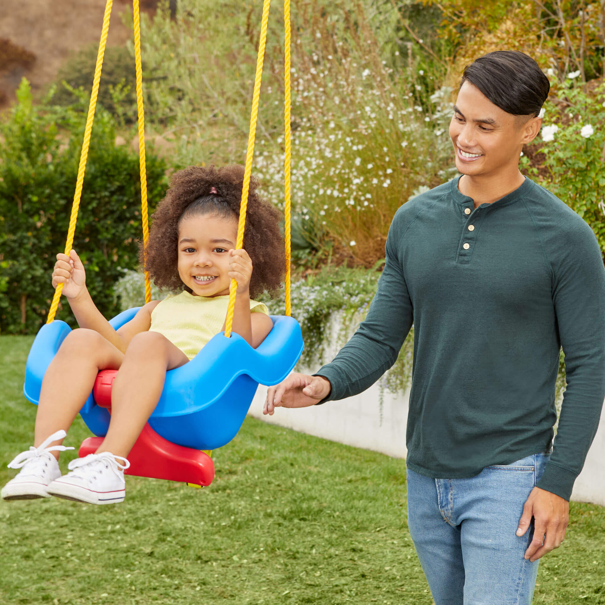 2-in-1 Snug n Secure Swing - Blue - Convertible Baby-to-Toddler Outdoor Swing