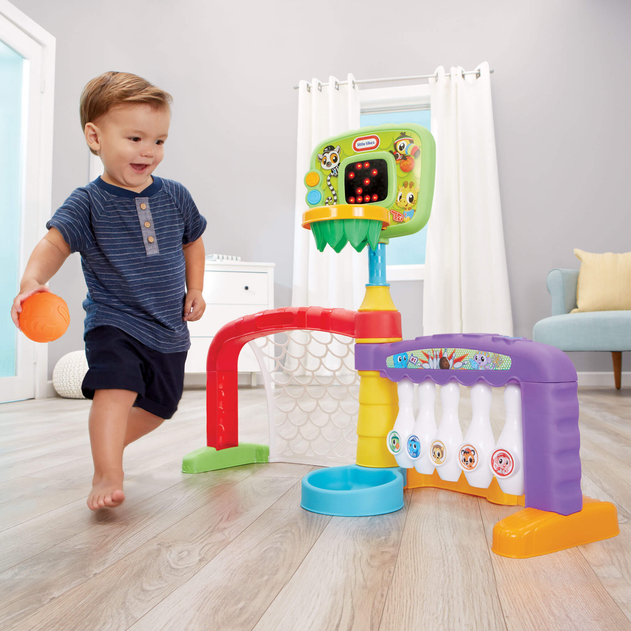 Learn and Play 3-in-1 Sports Zone - Basketball, Soccer and Bowling Activity Center
