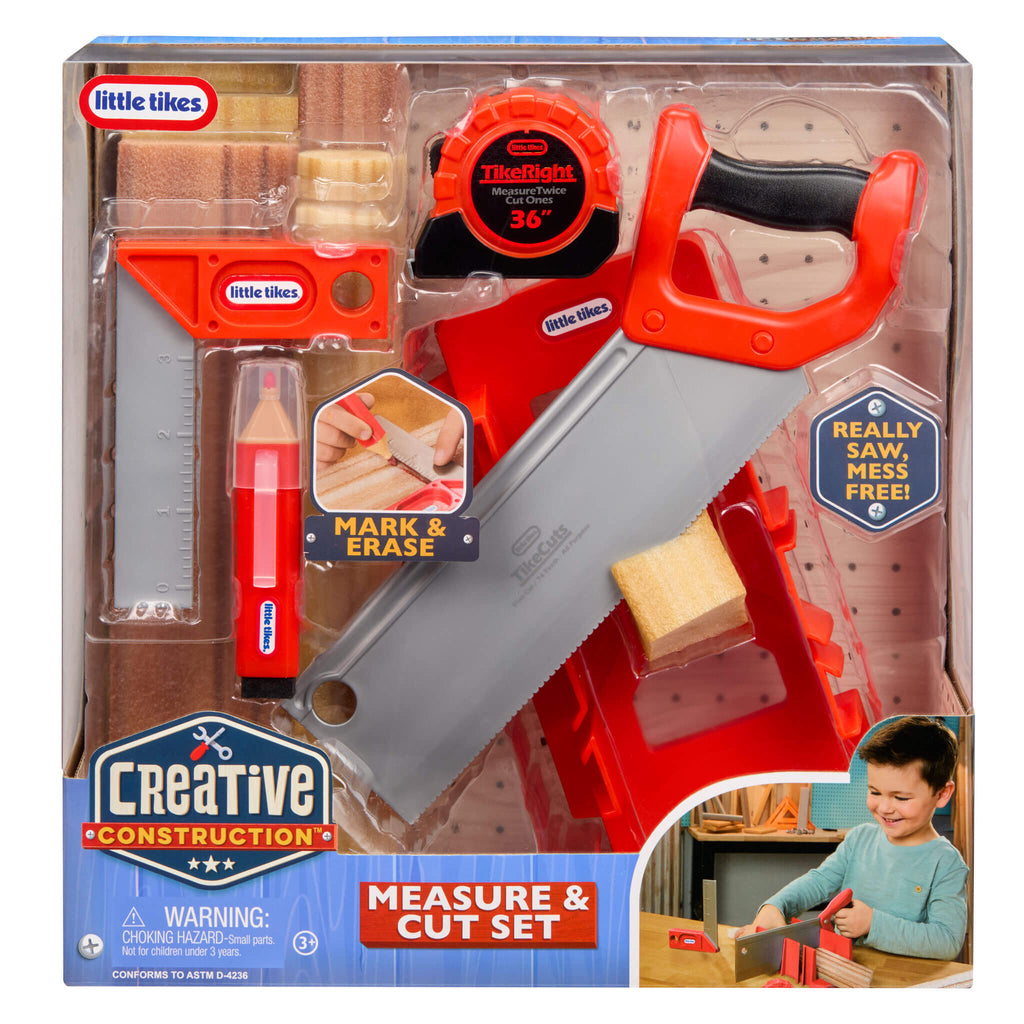 Creative Construction Measure and Cut Set - Kids Measuring and Pretend Cutting Workshop Set