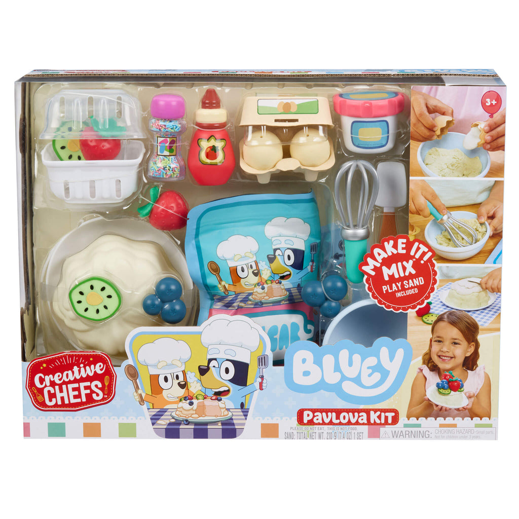Creative Chefs Bluey - Pavlova Kit - Pretend Dessert Kit with Recipe Cards and Reusable Mix