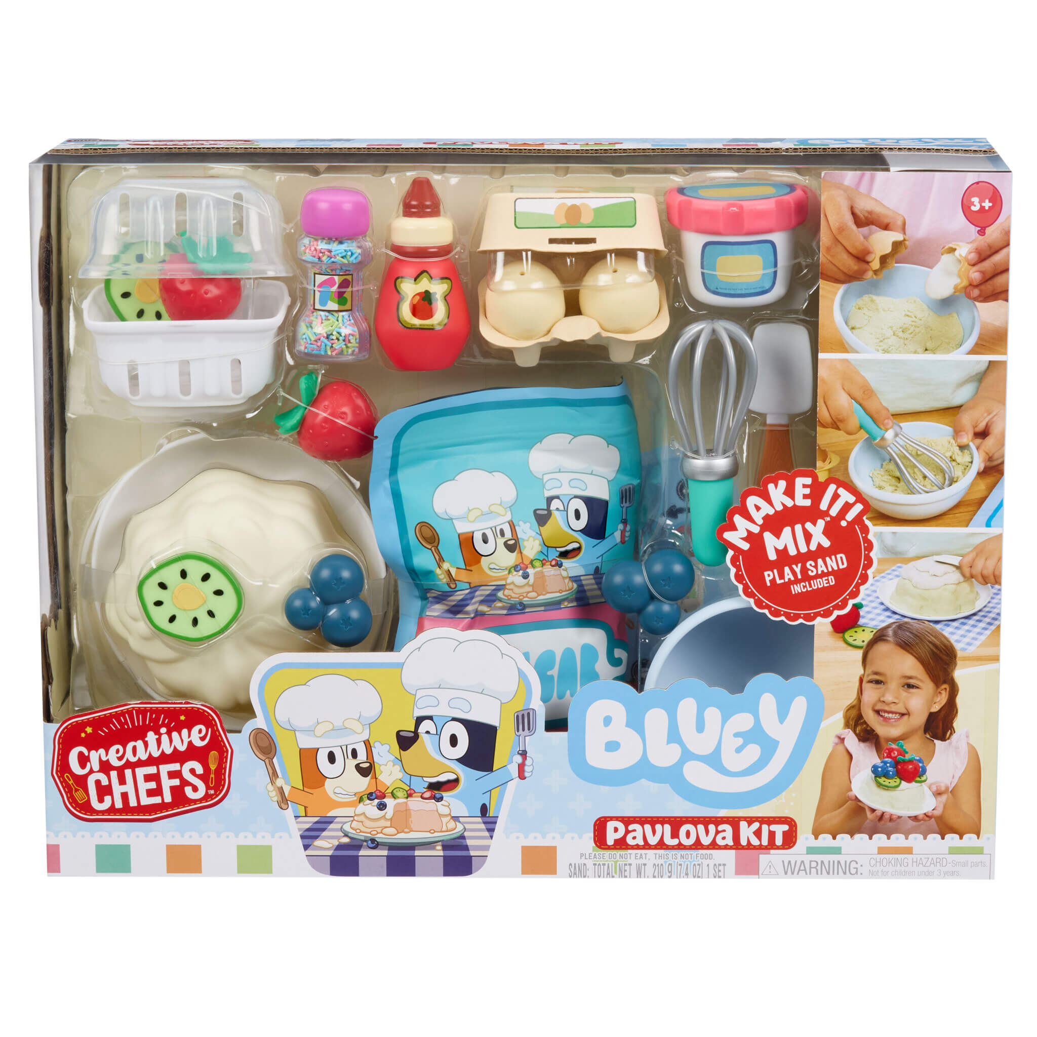 Creative Chefs Bluey - Pavlova Kit - Pretend Dessert Kit with Recipe Cards and Reusable Mix