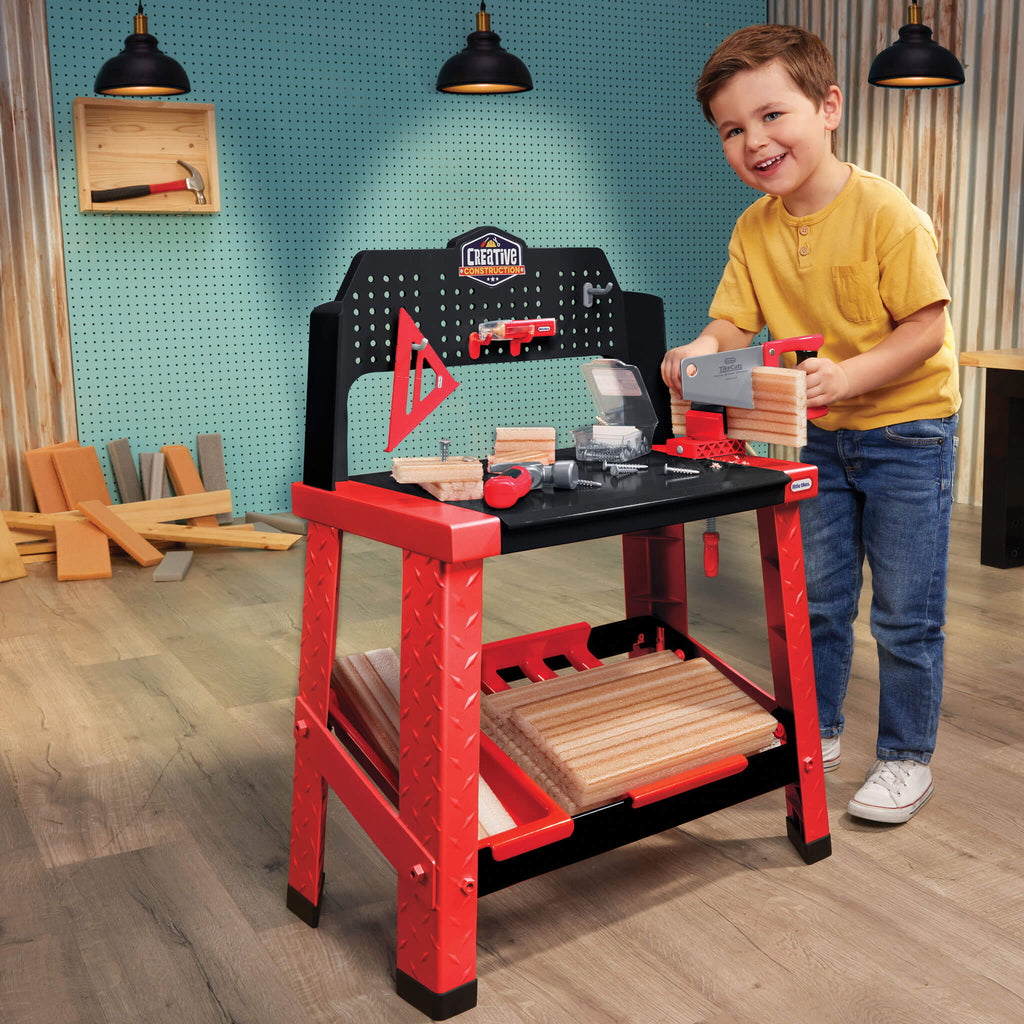 Creative Construction Workbench - Realistic Kids Workbench with Tools and Storage