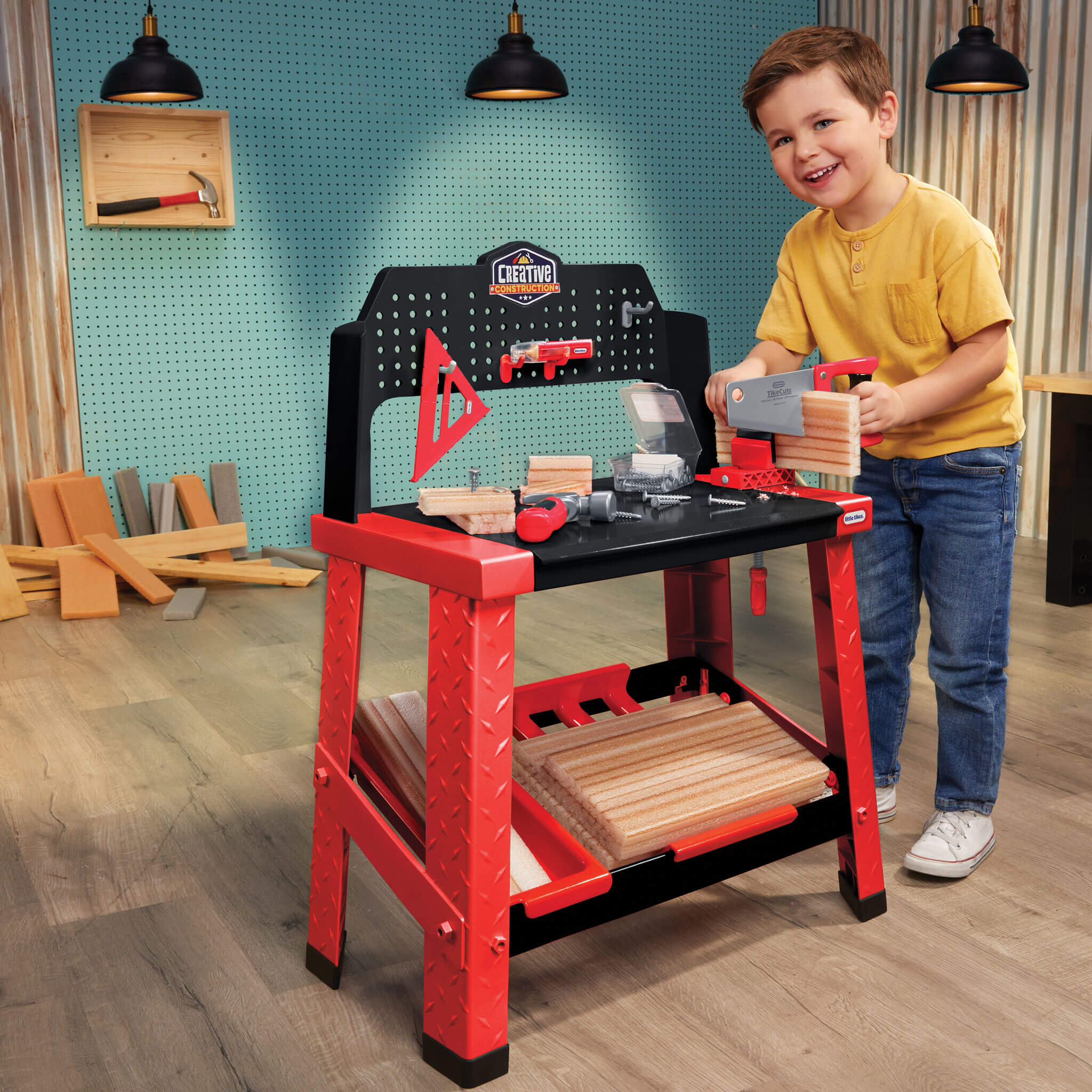 Creative Construction Workbench - Realistic Kids Workbench with Tools and Storage