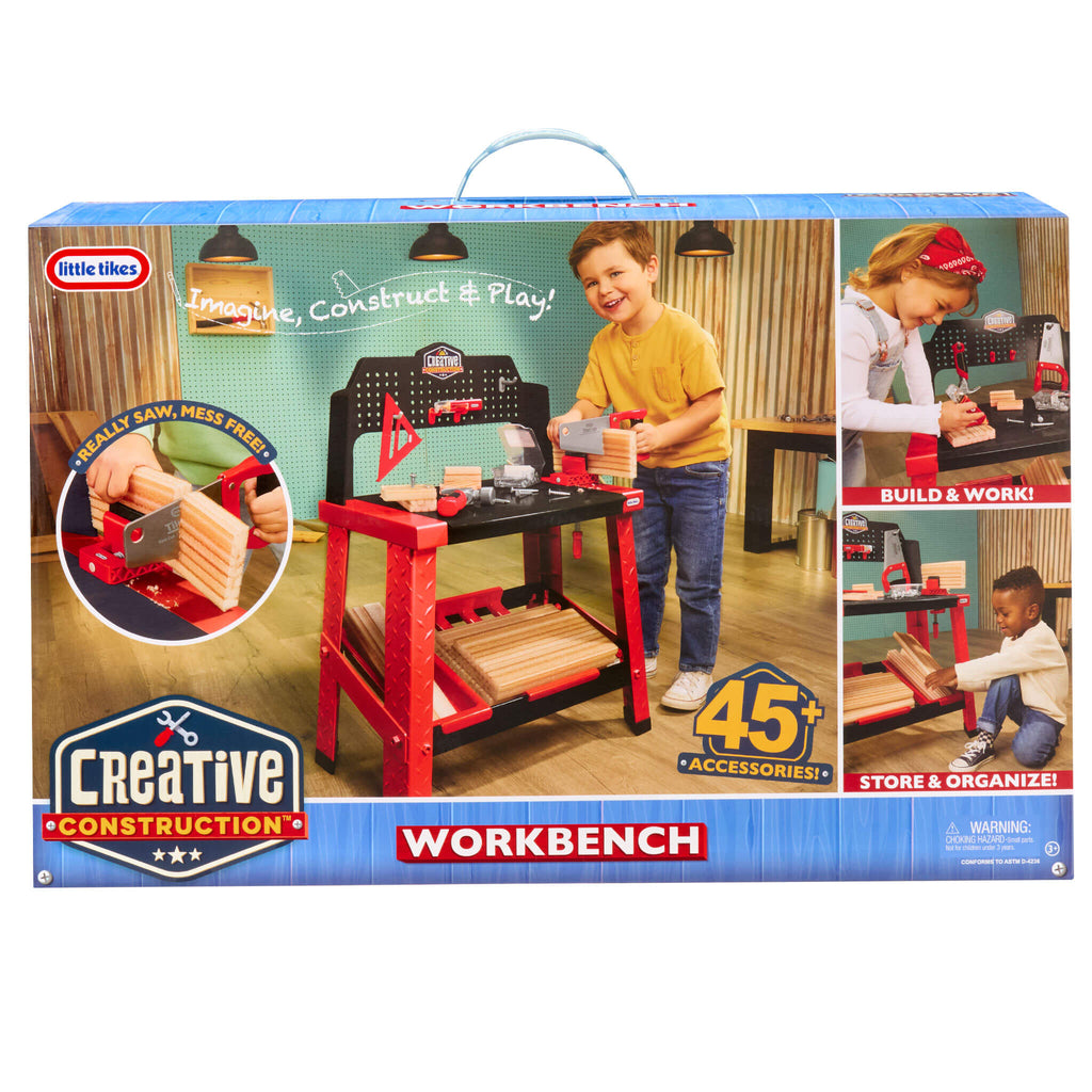 Creative Construction Workbench - Realistic Kids Workbench with Tools and Storage