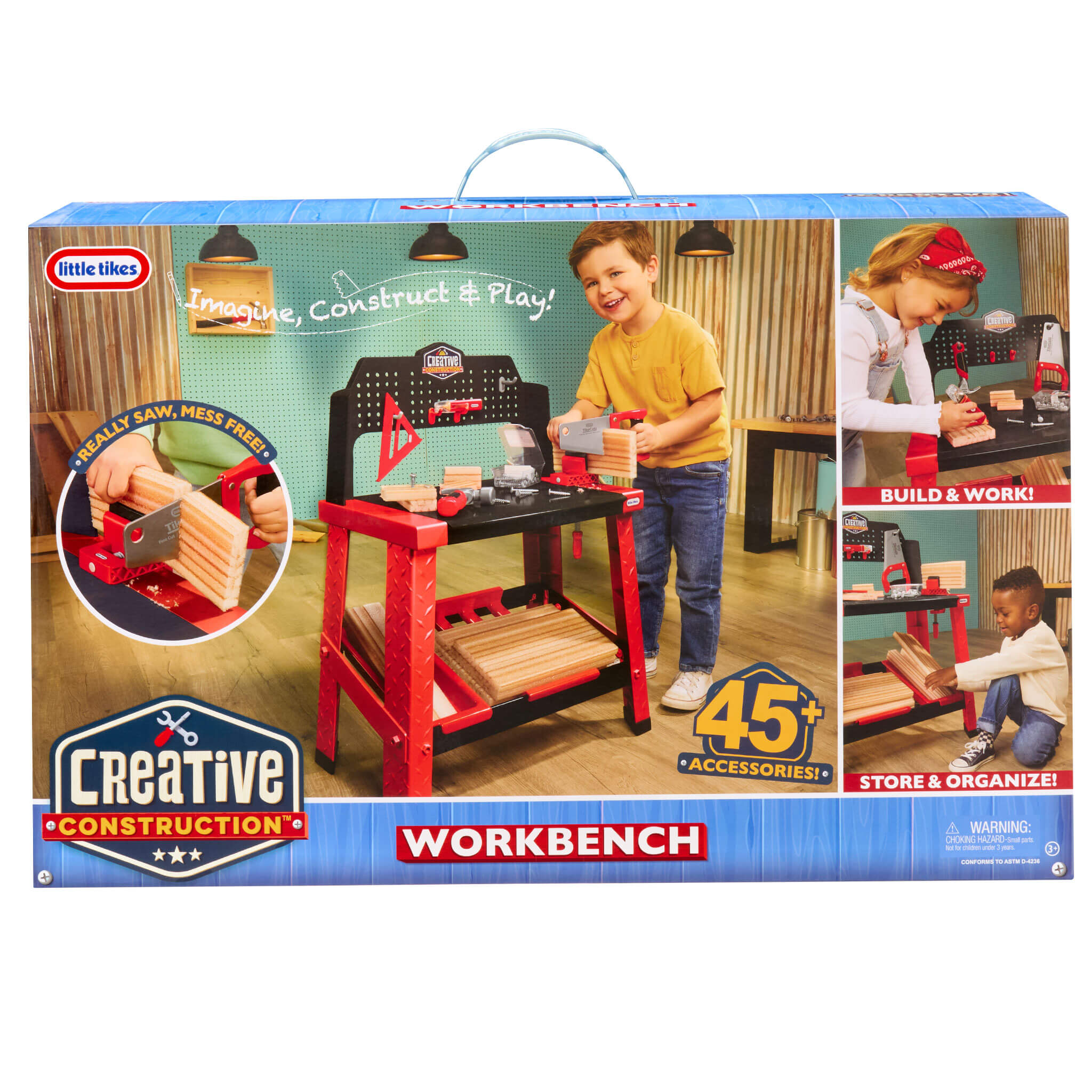 Creative Construction Workbench - Realistic Kids Workbench with Tools and Storage