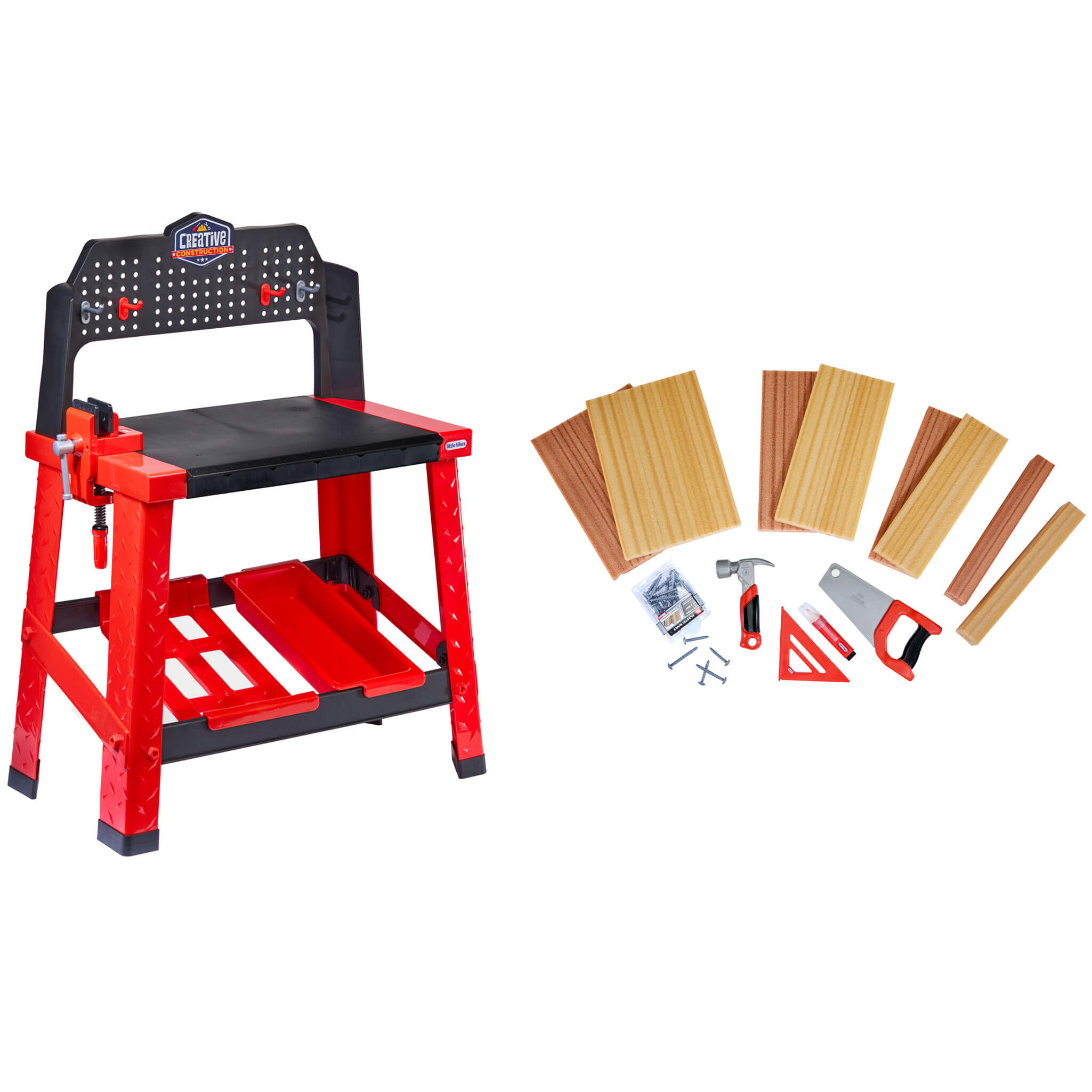 Creative Construction Workbench - Realistic Kids Workbench with Tools and Storage