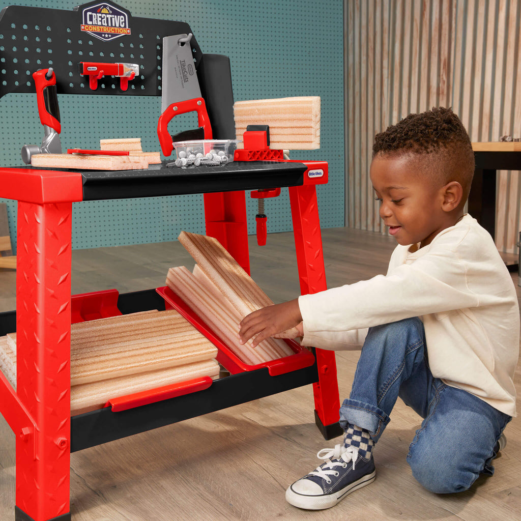 Creative Construction Workbench - Realistic Kids Workbench with Tools and Storage