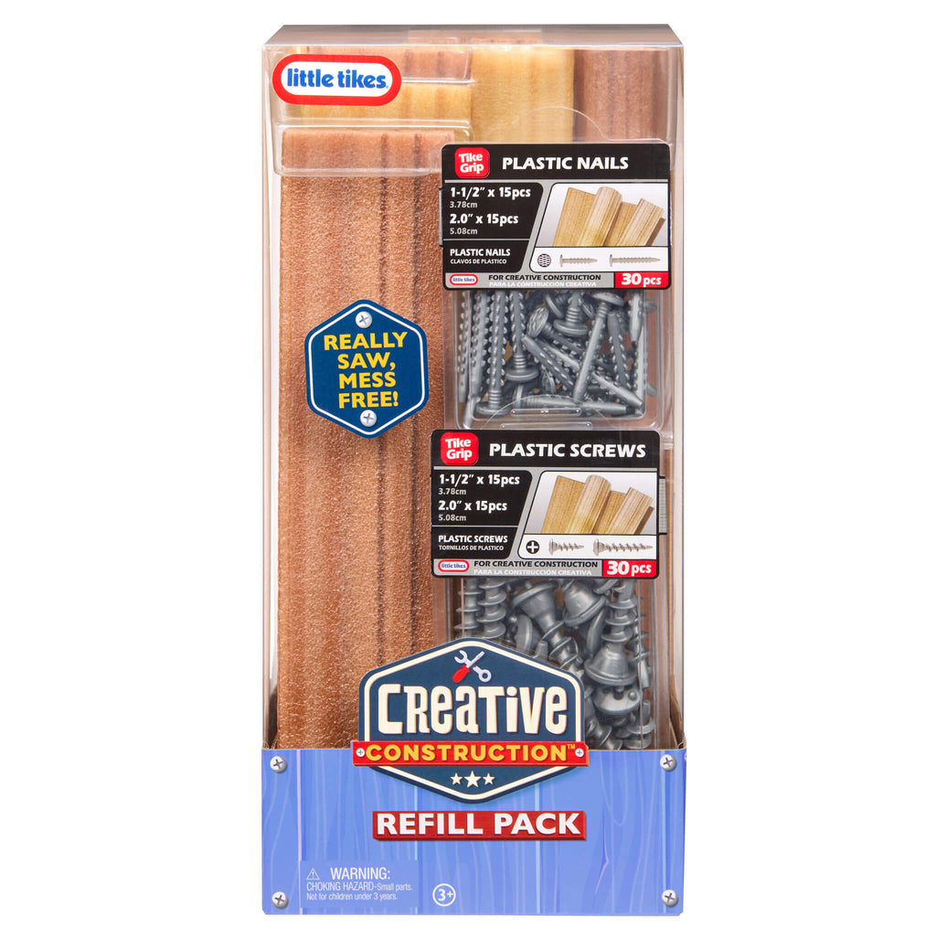 Creative Construction Wood, Nails and Screw Bundle - Pretend Building Materials for Workshop Play
